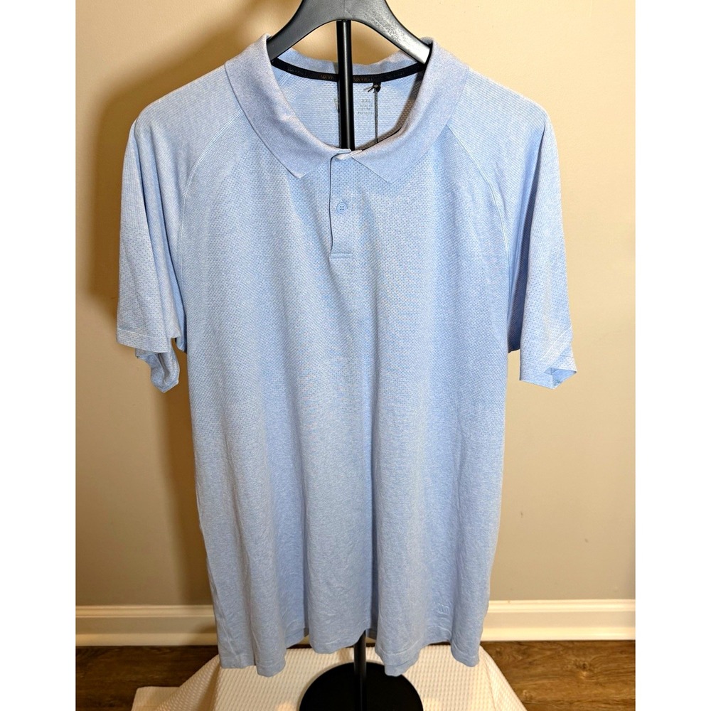 VRST Circuit Seamless Polo Mens 2XL Blue White Cooling Quick Dry Golf MVG10039SD